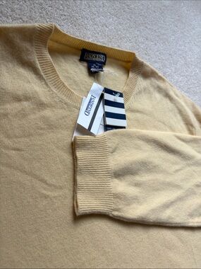Lands' End Men's Yellow Crewneck Sweater 100% cashmere NWT XL